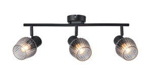MITURA lampa sufitowa czarny 3x40W E27 klosz dymiony