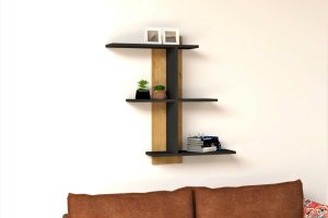 Nástenná polica Bahro - Sapphire, Anthracite