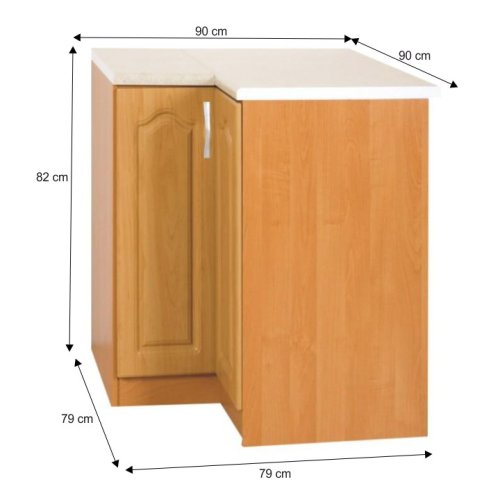 Spodní skříňka rohová LORA MDF NEW KLASIK S90/90 - PROVEDENÍ: Pravé