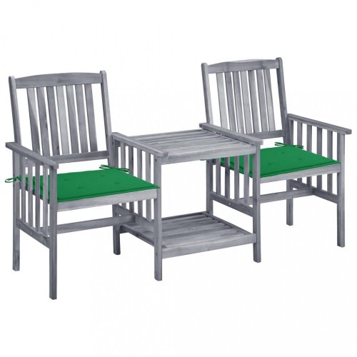 Zaradné stoličky so stolíkom akácia / látka Dekorhome - BAREVNÁ VARIANTA: Tmavo zelená