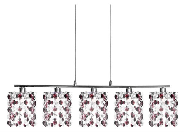 Závesná lampa v bordovej farbe + kryštály 5xG9 Classic
