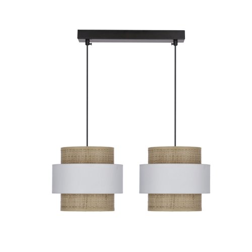 Závesná lampa z ratanu 2x40W E27 tienidlo biela+krémová