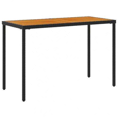 Zahradní stůl s akáciovou deskou černý 115x54x74 cm polyratan