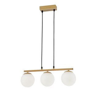 Dřevěná závěsná lampa Carrine 3x40W E14 bílé stínidlo