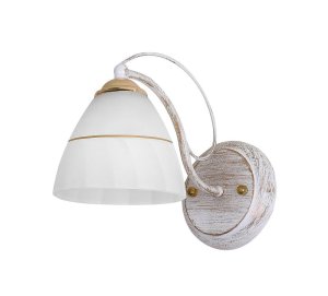 Nástenná lampa s bielym a zlatým tienidlom z rustikálneho skla 60W E27 Fanetta