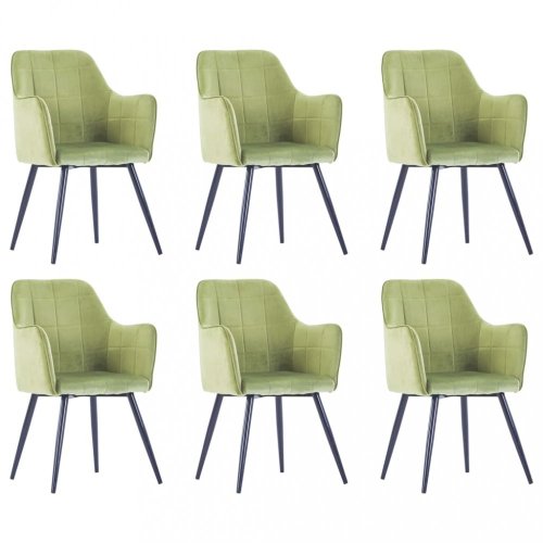 Jídelní židle 6 ks samet / ocel Dekorhome - BAREVNÁ VARIANTA: Zelená
