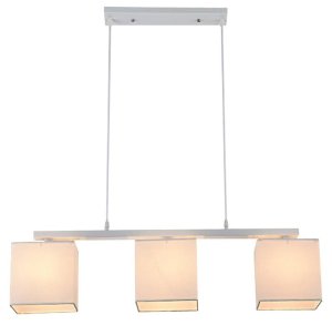 Závesná lampa biela + béžové tkané tienidlo 3x40W Boho