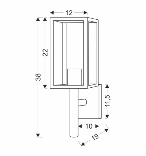 Záhradná lampa Hosta, nástenná lampa, 19x38cm, stĺpová, čierna, 1x60W, E27, IP44