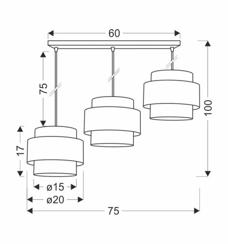 Závesná lampa TWIN 3xE27