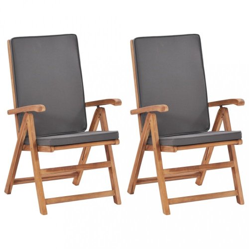 Polohovacie záhradné stoličky 2 ks teakové drevo Dekorhome - BAREVNÁ VARIANTA: Sivá
