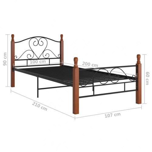Postel černý kov / dub Dekorhome
