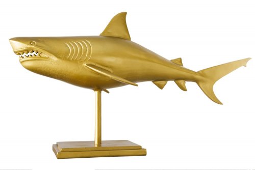Dekorační socha žralok AMEIS 100 cm Dekorhome - BAREVNÁ VARIANTA: Zlatá