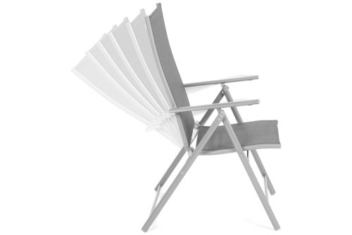 Skladacia záhradná stolička oceľ / textilen - BAREVNÁ VARIANTA: Strieborná / sivá