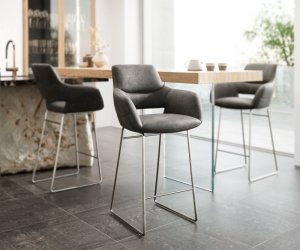 Barová židle Yago-Flex tenká podnož nerezová ocel mikrovlákno