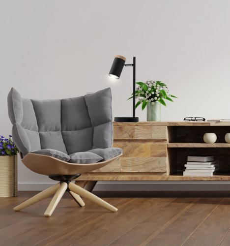 Stolová lampa LAGOS ČIERNA 1X15W GU10 TIENIDLO ČIERNA+DREVENÁ