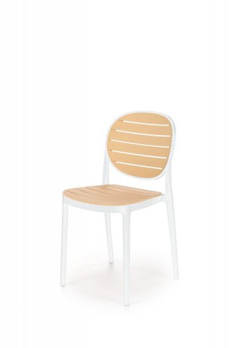Stohovateľná stolička K529 - BAREVNÁ VARIANTA: Biela / prírodná