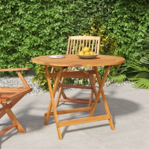 Skládací zahradní stůl Ø 90 x 75 cm masivní akáciové dřevo