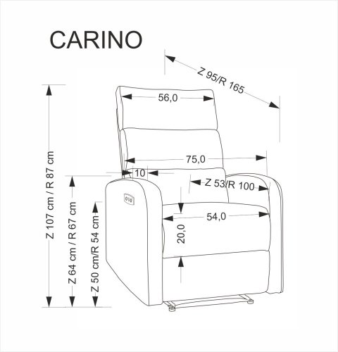 Elektrické polohovací křeslo CARINIO