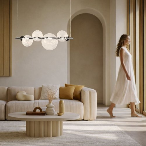 PLAYA lampa wisząca czarny pozioma 12W LED 3000K klosz bezbarwny