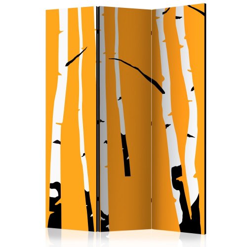 Paraván Birches on the orange background Dekorhome - ROZMĚR: 135x172 cm (3-dílný)