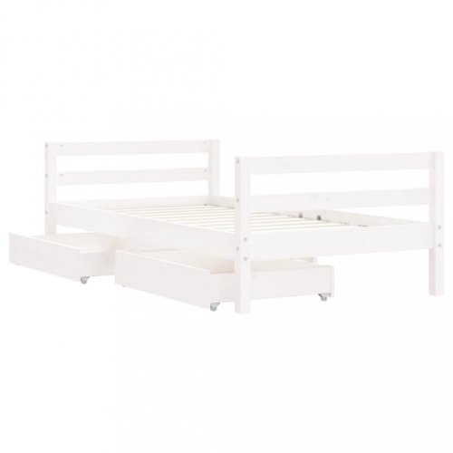 Dětská postel se zásuvkami bílá 80x160 cm masivní borové dřevo