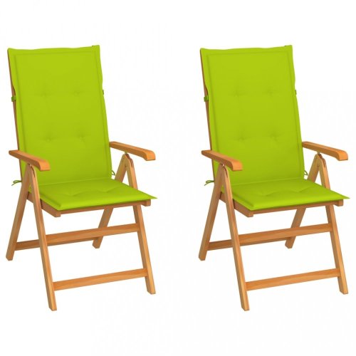 Zahradní židle 2 ks teak / látka Dekorhome - BAREVNÁ VARIANTA: Tmavě zelená