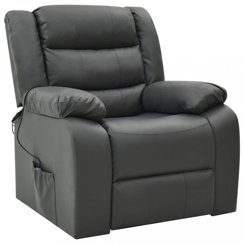 Masážní polohovatelné křeslo umělá kůže Dekorhome Šedá