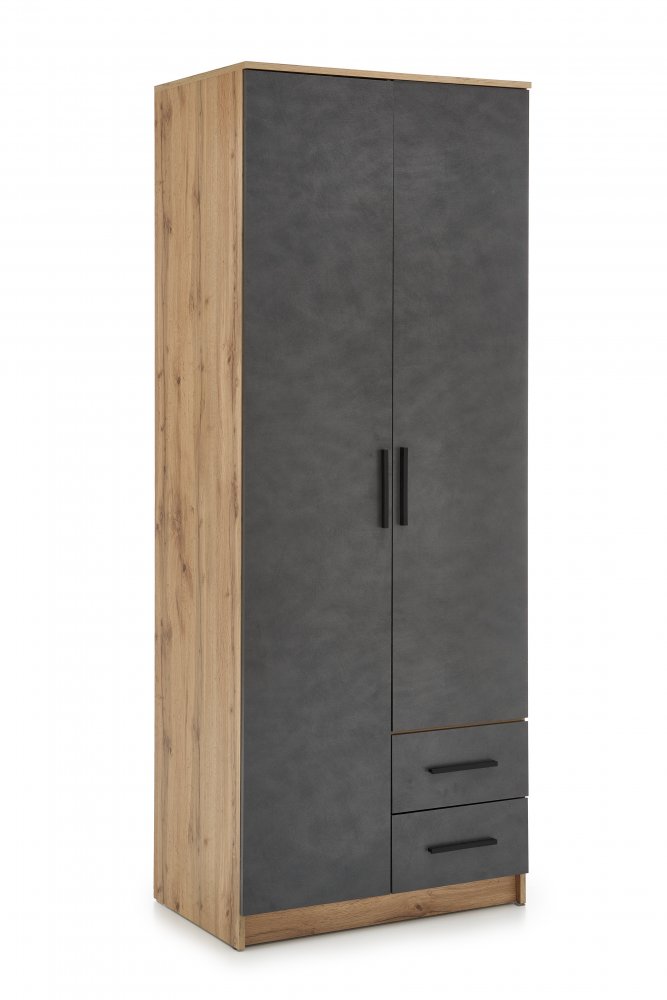 Šatní skříň LIMA S-2 Halmar Dub wotan / šedá