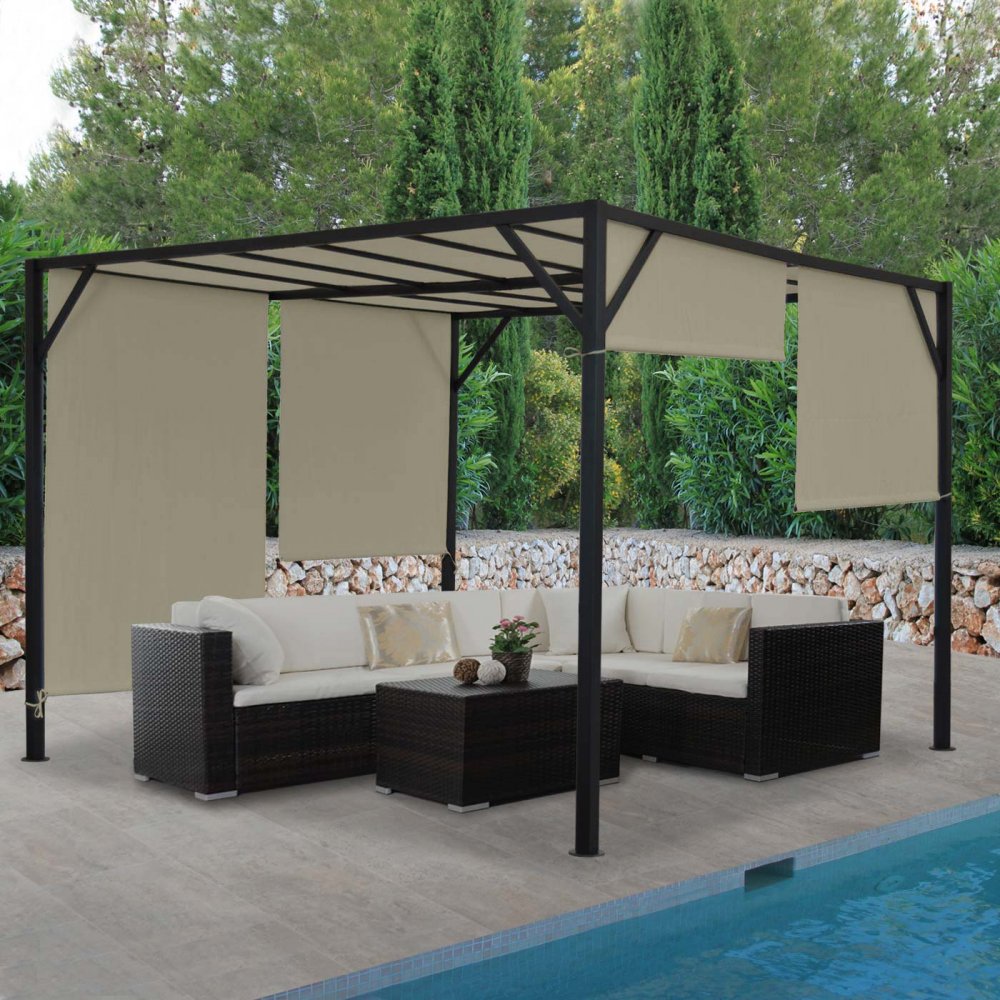 Obrázok Pergola so sťahovacou strechou 4x3 m Dekorhome Sivohnedá taupe