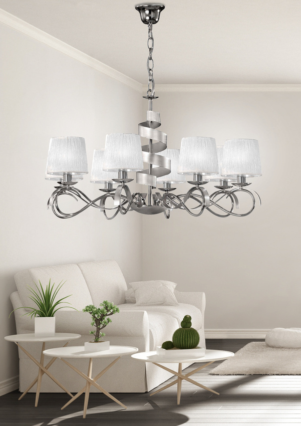 Závesná lampa chróm 8xE14 luster Denis