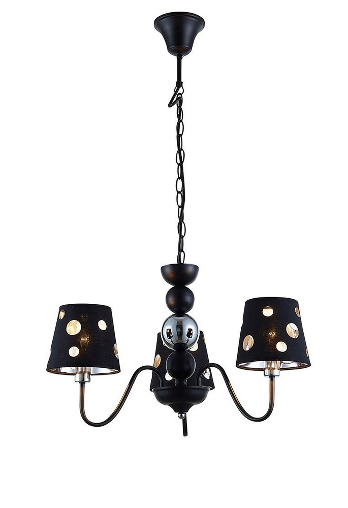 Čierna závesná lampa s lustrom 3xE14 Batley Ledea