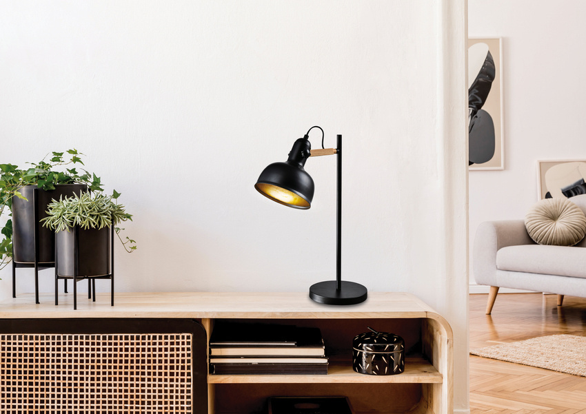Čierna nastaviteľná stolová lampa Reno