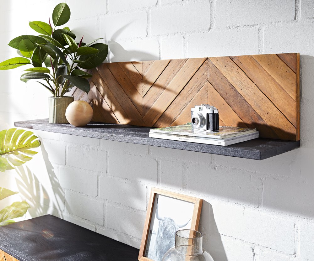 Nástěnná police Famke 130x25 cm mango teak