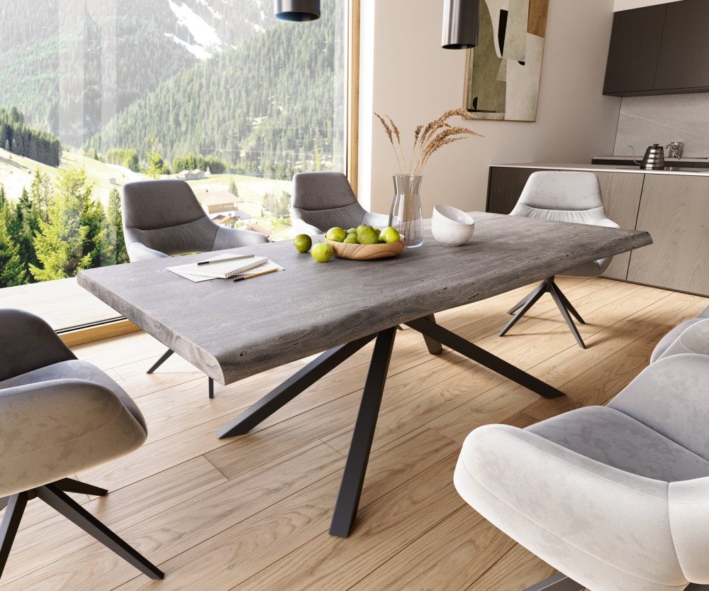 Jedálenský stôl Edge 220x100 XL akácia platinová krížová podstava