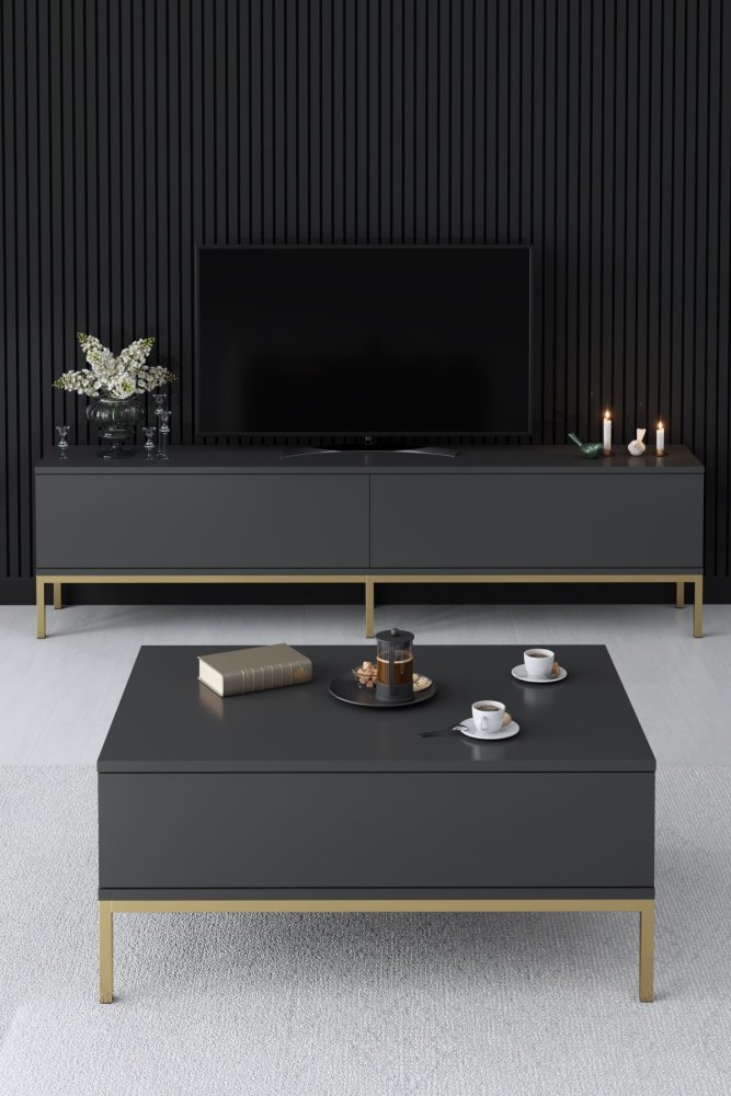 TV stolek Lord - Anthracite, Gold (obrázek 4)