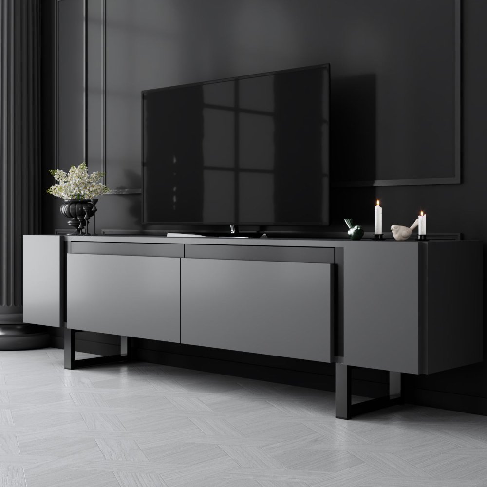 TV stolík Yildiz - Anthracite, Black