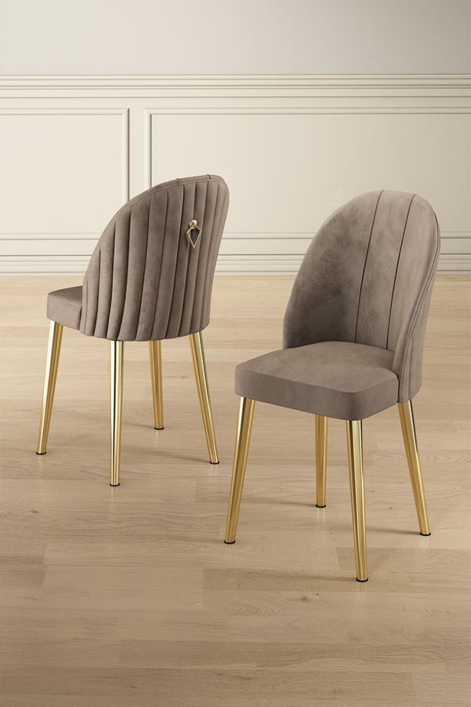 Súprava stoličiek (6 kusov) Mara - Cappuccino, Gold