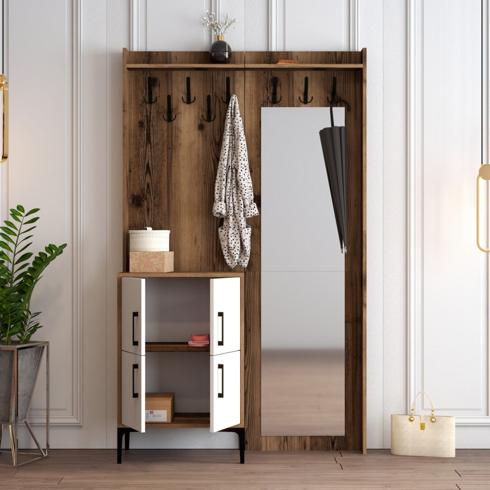 Předsíňová stěna Berlin BC - Walnut, White (obrázek 5)