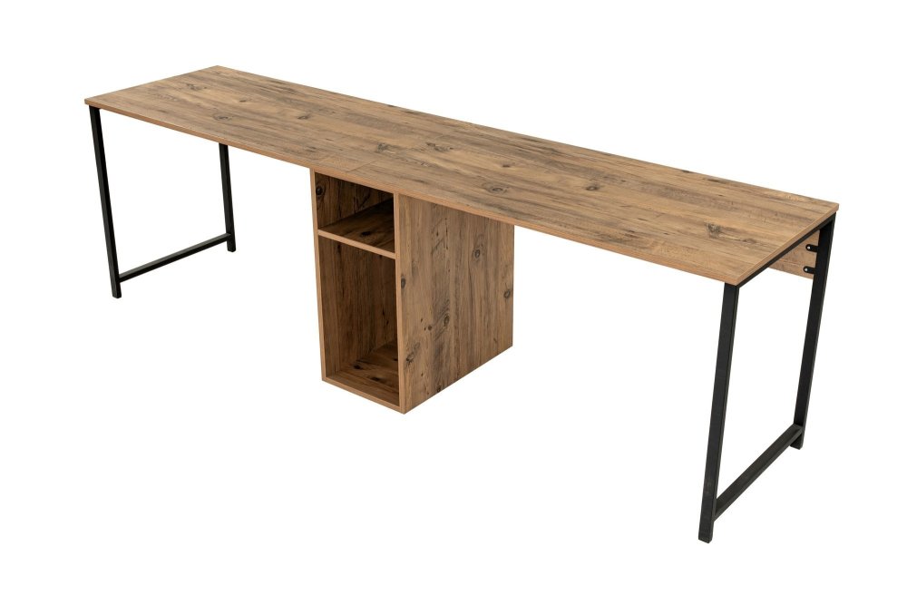 Písací stôl Twin Study Desk - Atlantic Pine, Black