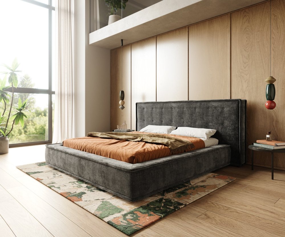 Čalúnená posteľ Filikos 180x200 cm šenilka antracitová