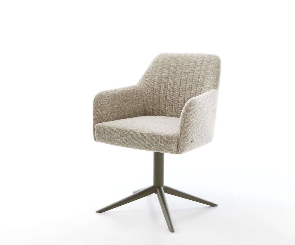 Jedálenská stolička Greg-Flex tkanina mäkký béžová podstava titánová