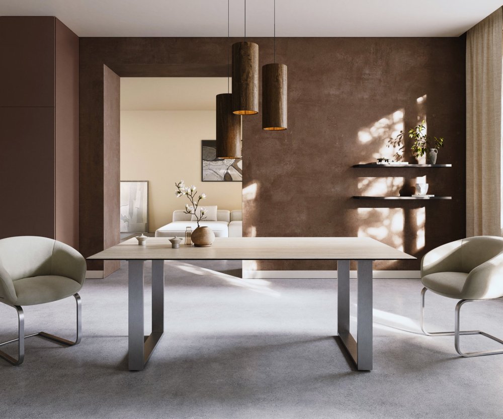 Jedálenský stôl Edge 200x100 keramika Laminam® Travertino Bianco