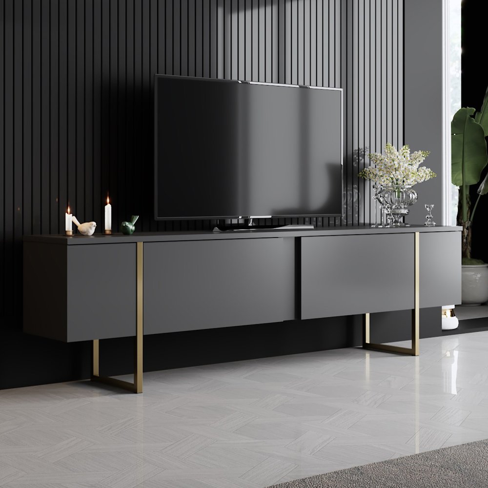 TV stolík Luxe - Anthracite, Gold