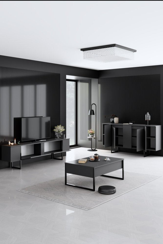 Living Room Furniture Set Luxe - Anthracite, Black (obrázek 8)