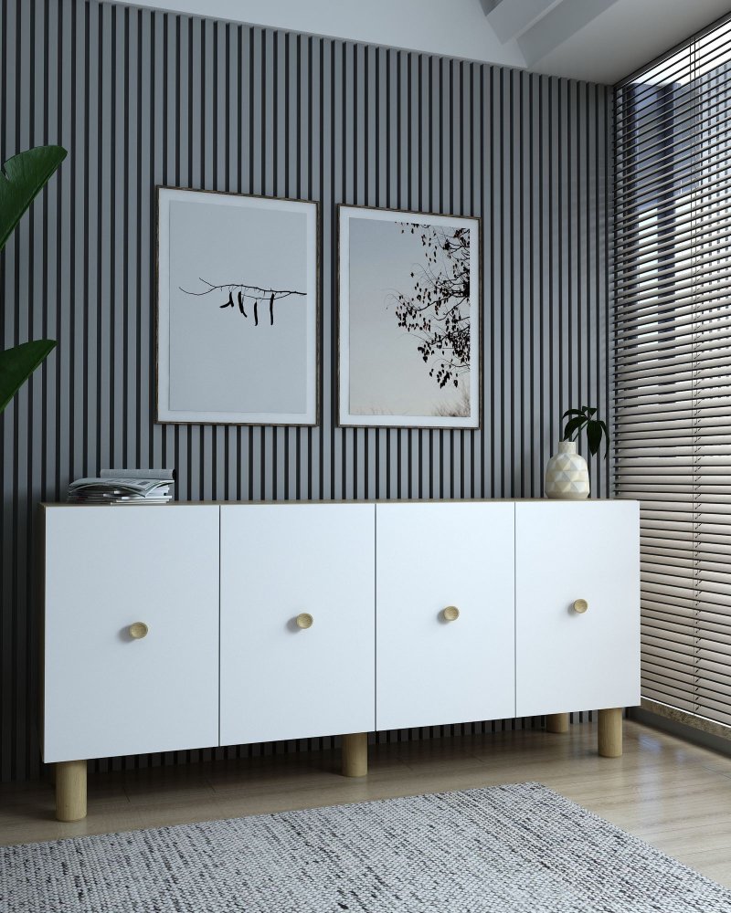 Konzolový stolík Zeyn - Sapphire Oak, White