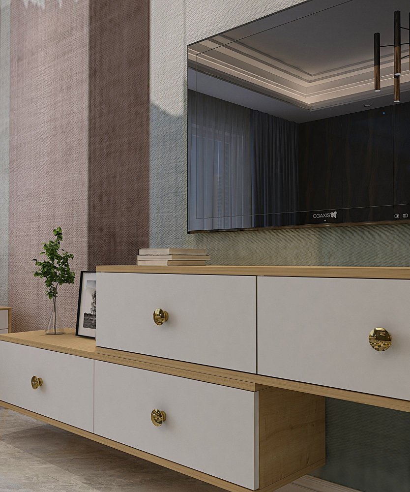TV stolek Zuzu Double - Sapphire Oak, White (obrázek 10)