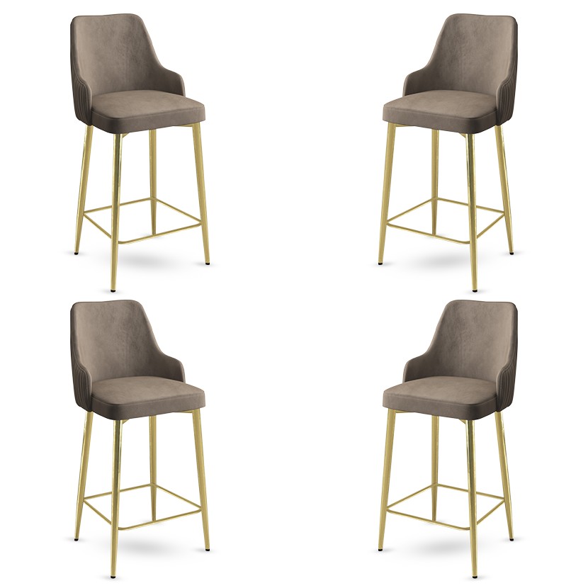 Bar Stool Set (4 Pieces) Enox - Cappuccino, Gold