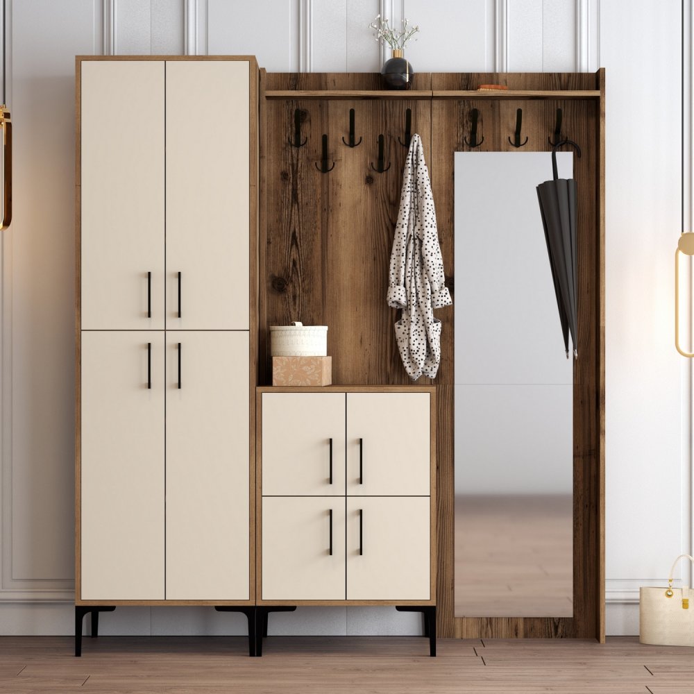 Předsíňová stěna Berlin ABC - Walnut, Cream (obrázek 6)
