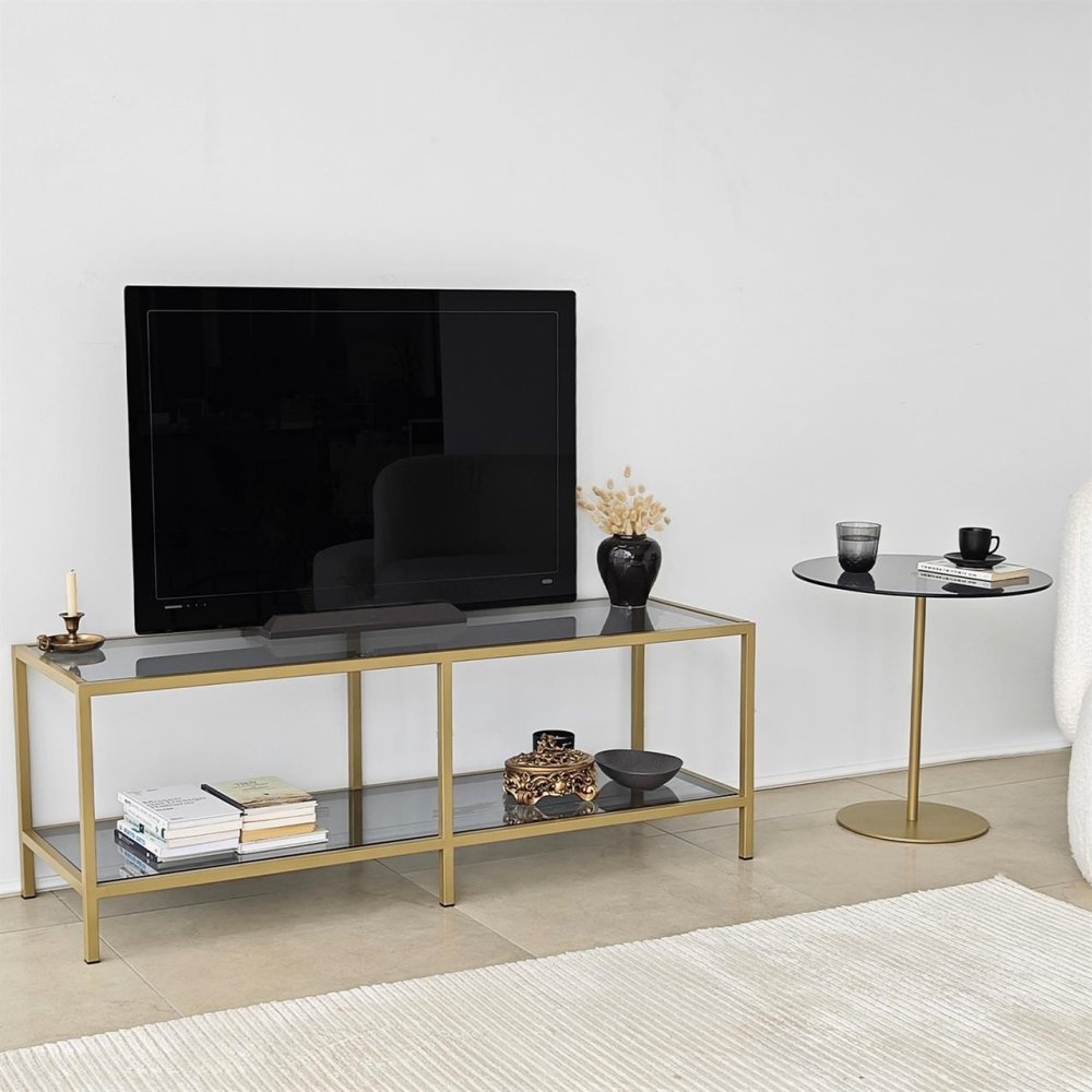 TV stolek Basic - Dark Grey, Gold (obrázek 6)
