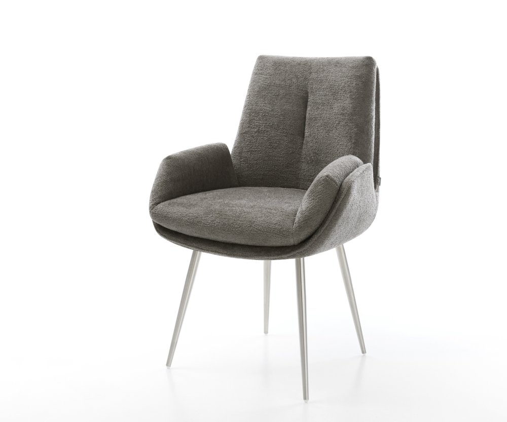 Jedálenská stolička Clea-Flex bouclé mäkký tmavobéžová 4-nohá zúžená